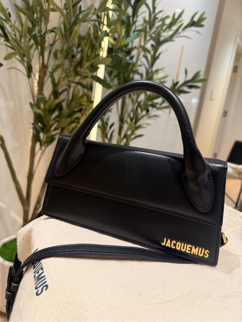 Jacquemus Black Le Chiquito Mini Top-Handle Bag with Gold Logo